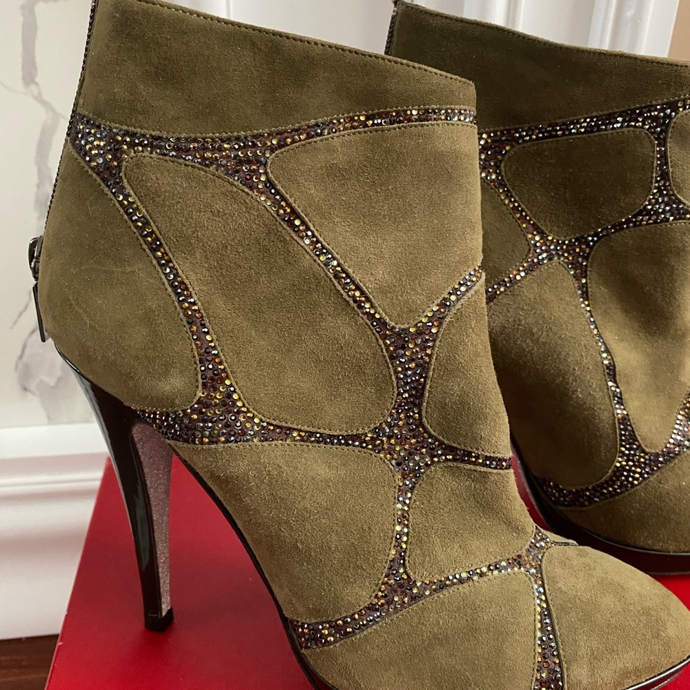Rene Caovilla Green Suede Crystal Boots sz 39 - Picture 3 of 8